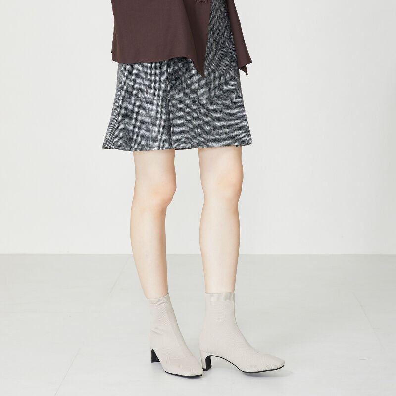 ORiental TRaffic「プレートヒールニットブーツ/31422」|ショートブーツ|