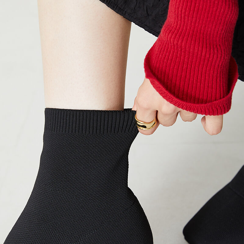 ORiental TRaffic「プレートヒールニットブーツ/31422」|ショートブーツ|