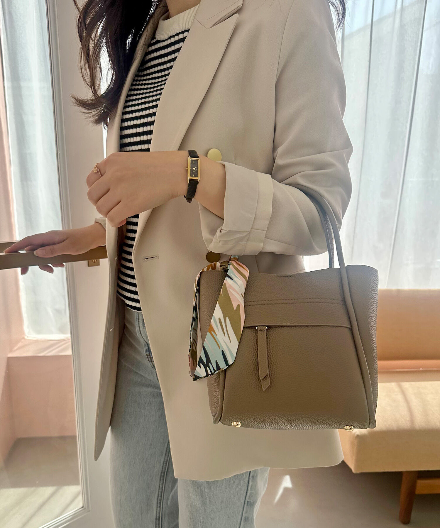 ORiental TRaffic「スカーフ付きハンドバッグ/BA-209」|ショルダー・メッセンジャー|BEIGE