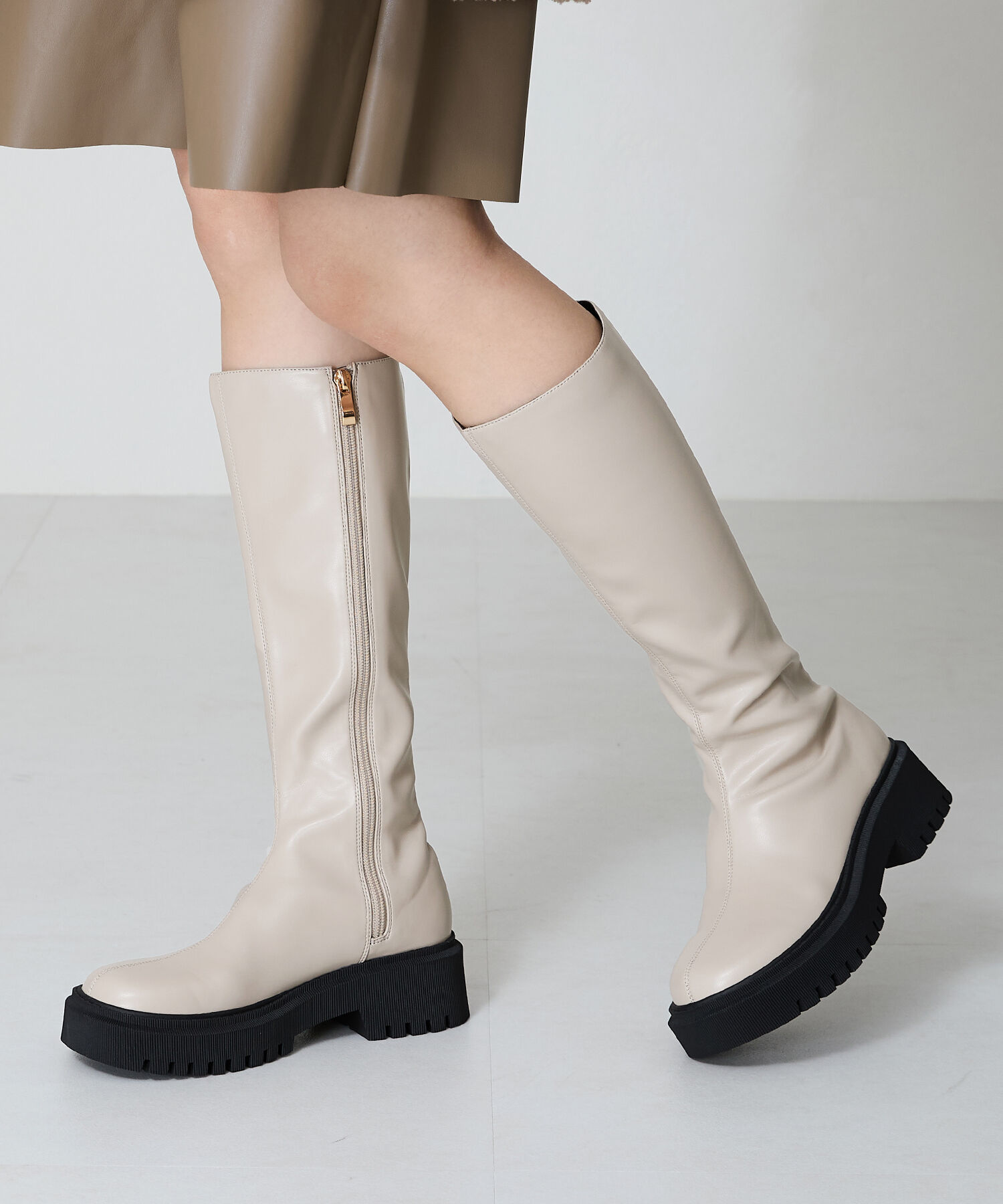 ORiental TRaffic「【 厚底 ・ 軽量 】タンクソールストレッチロングブーツ/41501」|ロングブーツ|