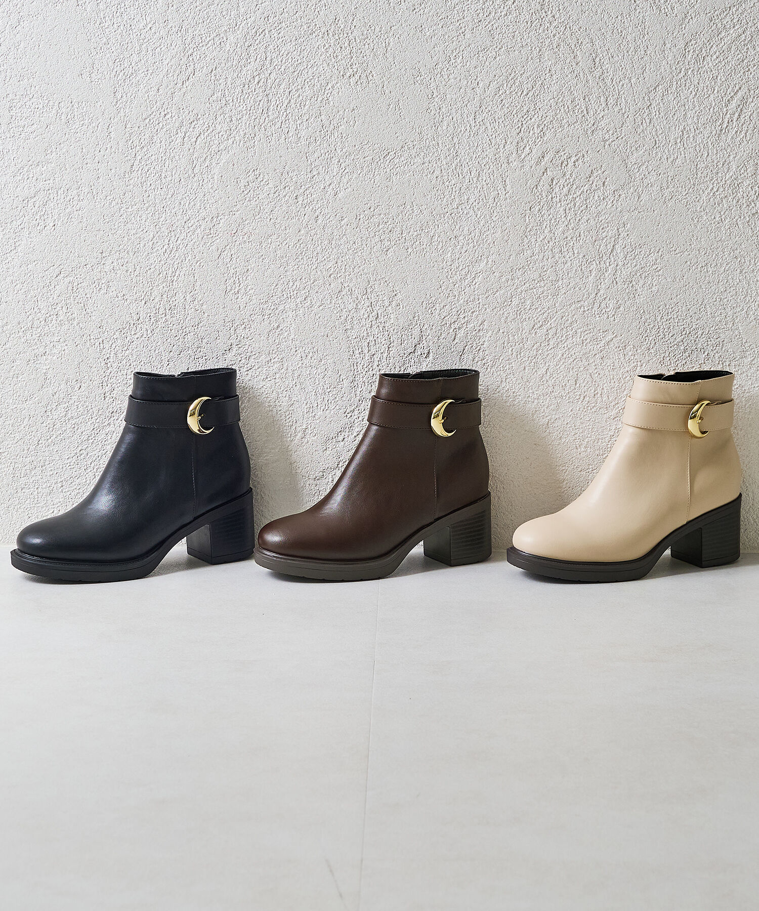 WA Oriental TRaffic「バックルデザインタンクソールヒールブーツ/42408」|ショートブーツ|BROWN