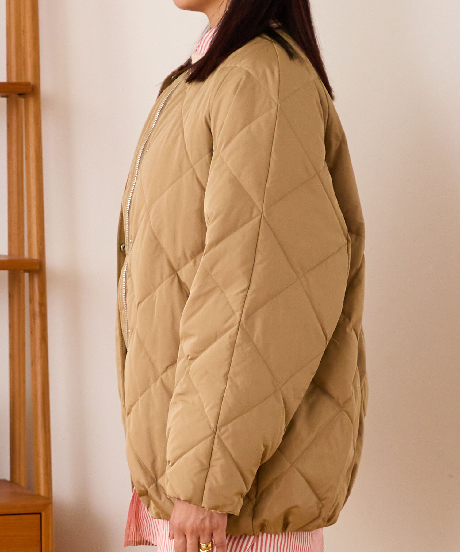 ORiental TRaffic「キルティングノーカラーダウンジャケット/MO43D04」|ダウン|