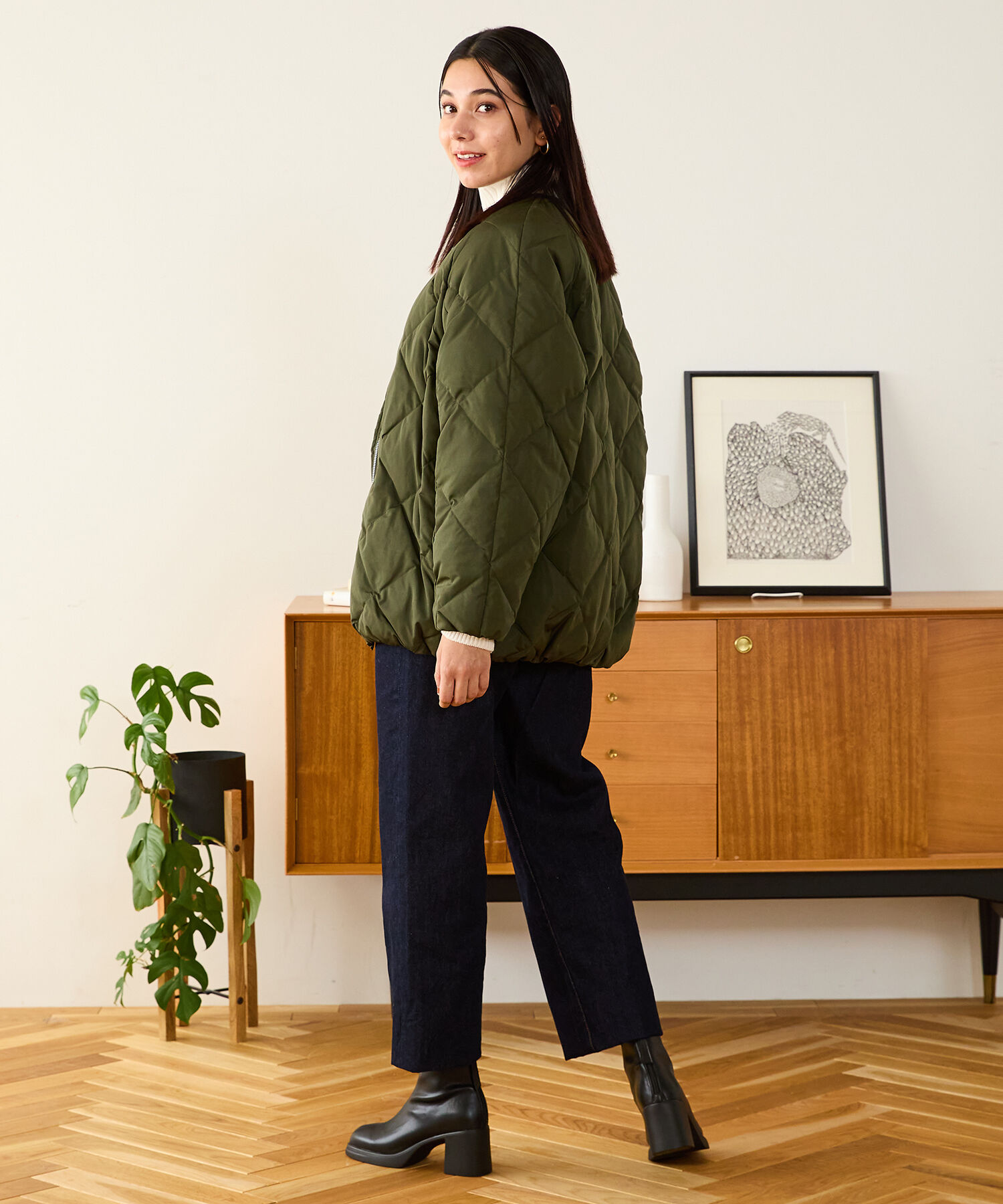 ORiental TRaffic「キルティングノーカラーダウンジャケット/MO43D04」|ダウン|