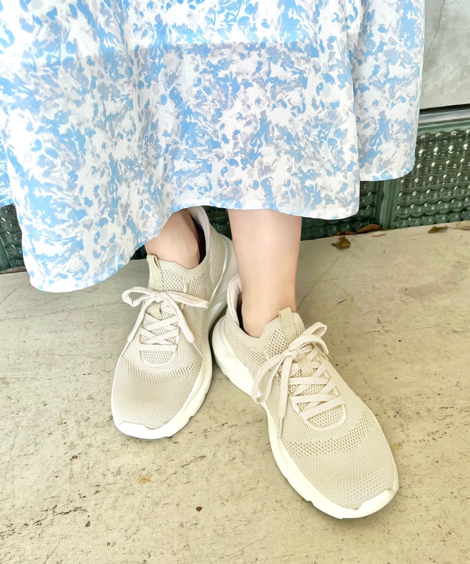 ORiental TRaffic「 【瞬間フィット】 ニットスニーカー /OT3757 軽量 歩きやすい 楽ちん ハンズフリー」|スニーカー|