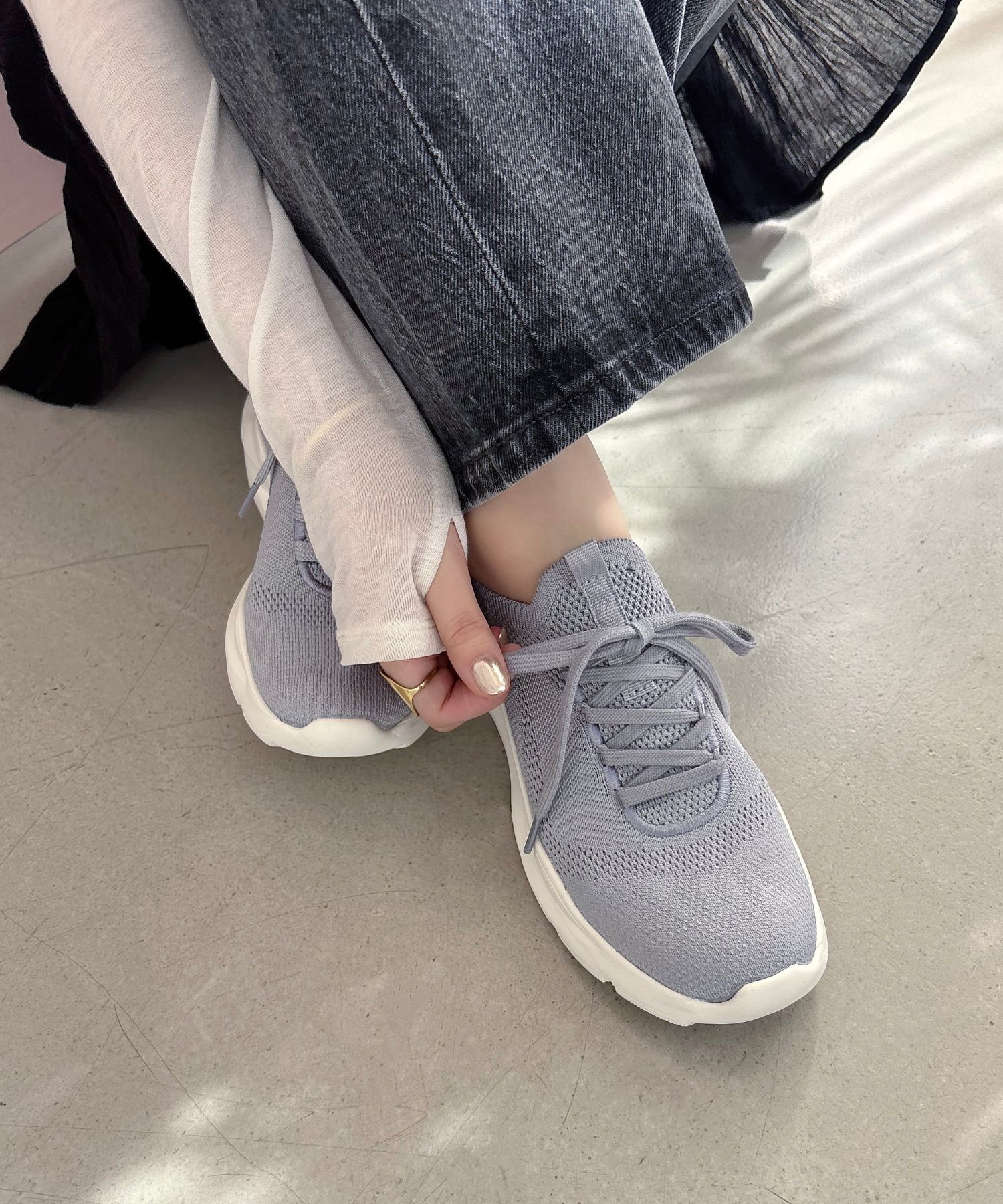 ORiental TRaffic「 【瞬間フィット】 ニットスニーカー /OT3757 軽量 歩きやすい 楽ちん ハンズフリー」|スニーカー|BLUE