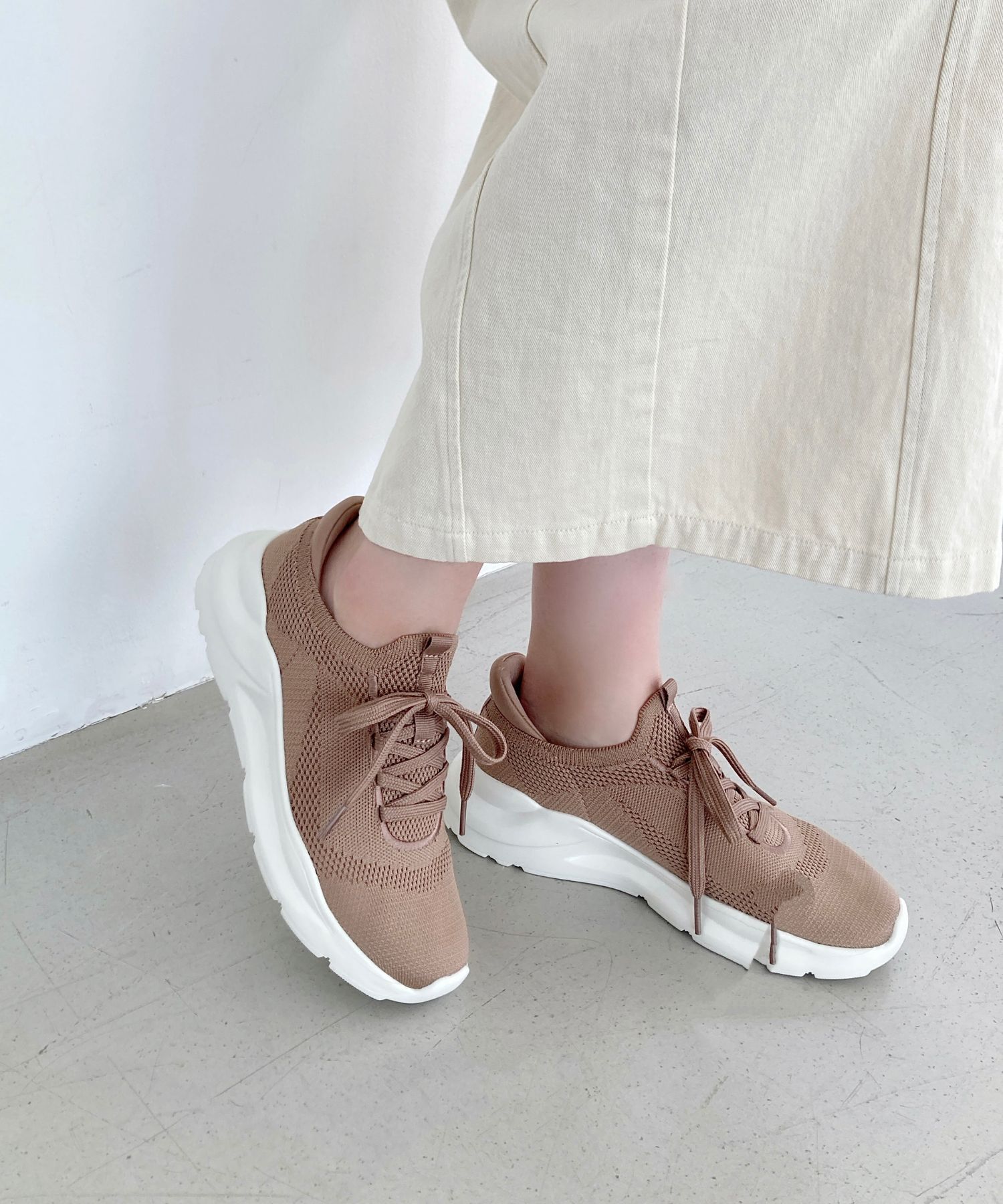 ORiental TRaffic「 【瞬間フィット】 ニットスニーカー /OT3757 軽量 歩きやすい 楽ちん ハンズフリー」|スニーカー|PINK