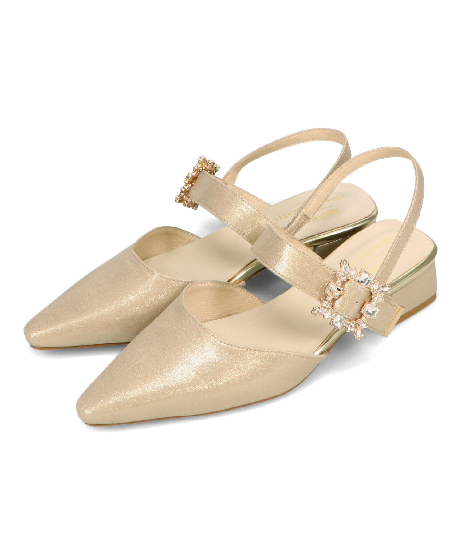 ORiental TRaffic「【オケージョン】ビジューバックストラップローヒールパンプス/MOR111」|パンプス|