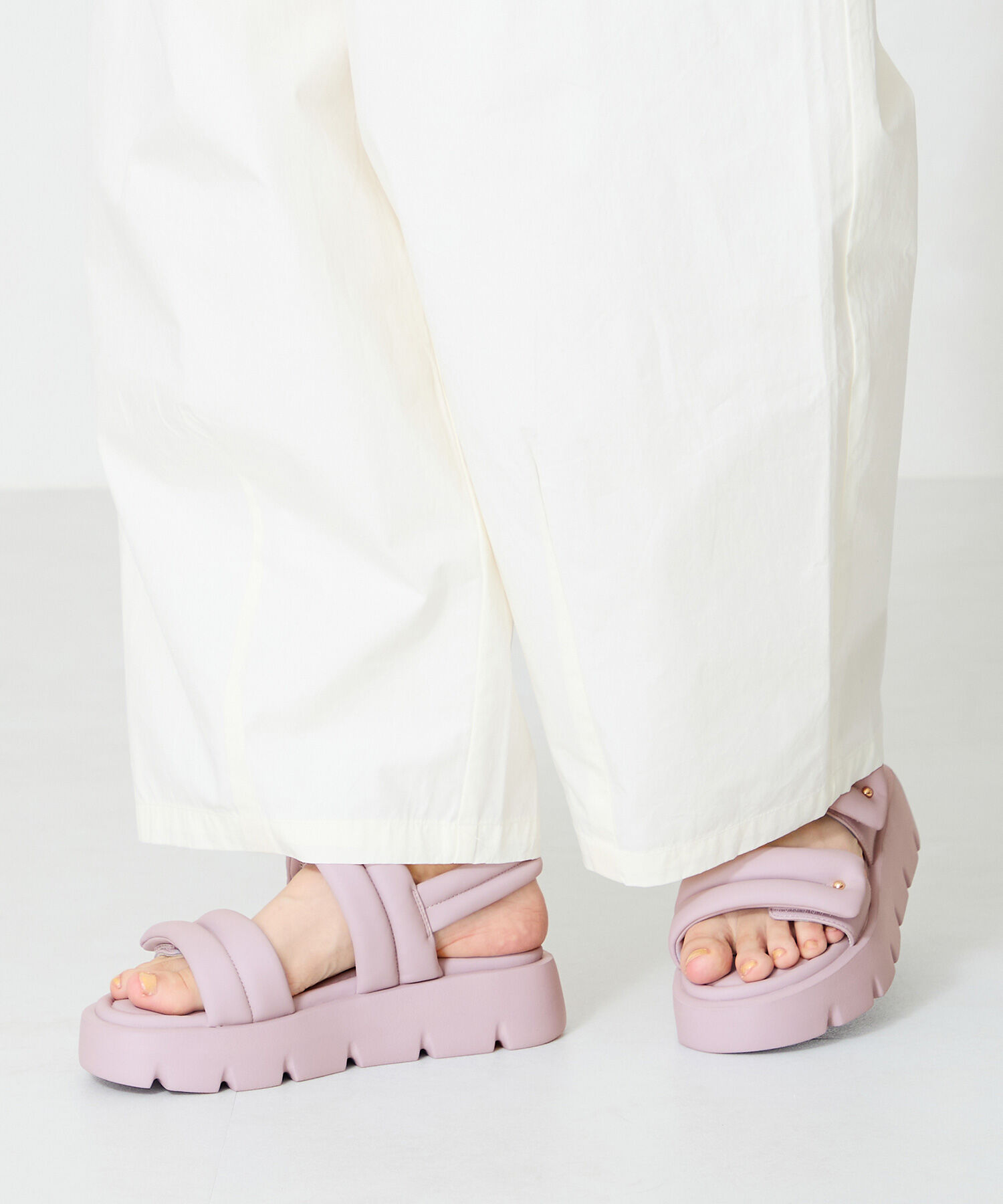 ORiental TRaffic「パデットダブルベルト厚底サンダル/51202 サンダル 人気 トレンド 売れてる」|サンダル|PURPLE