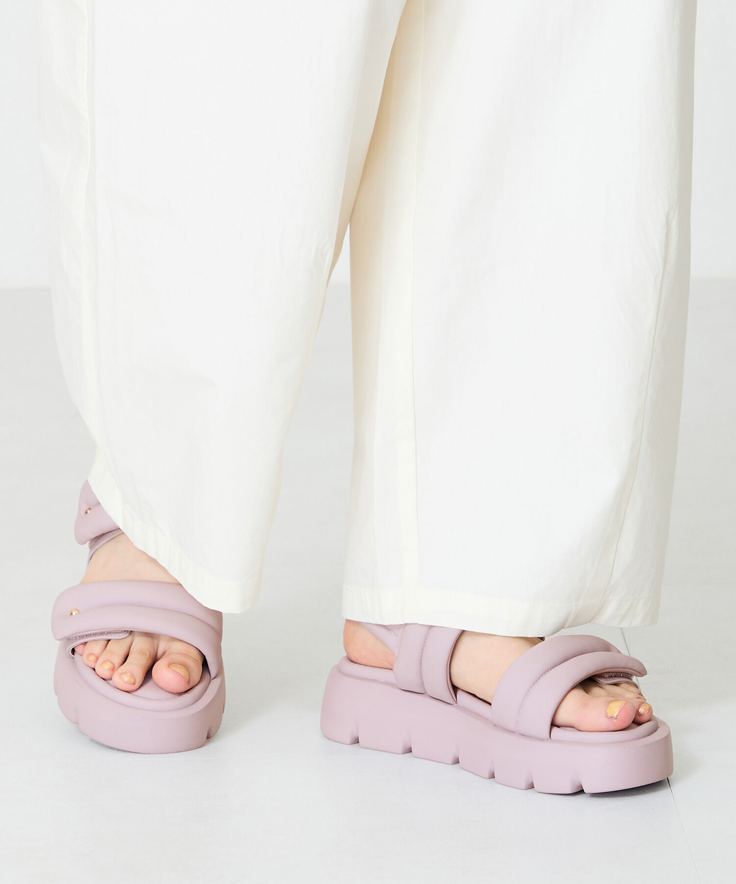 ORiental TRaffic「パデットダブルベルト厚底サンダル/51202 サンダル 人気 トレンド 売れてる」|サンダル|