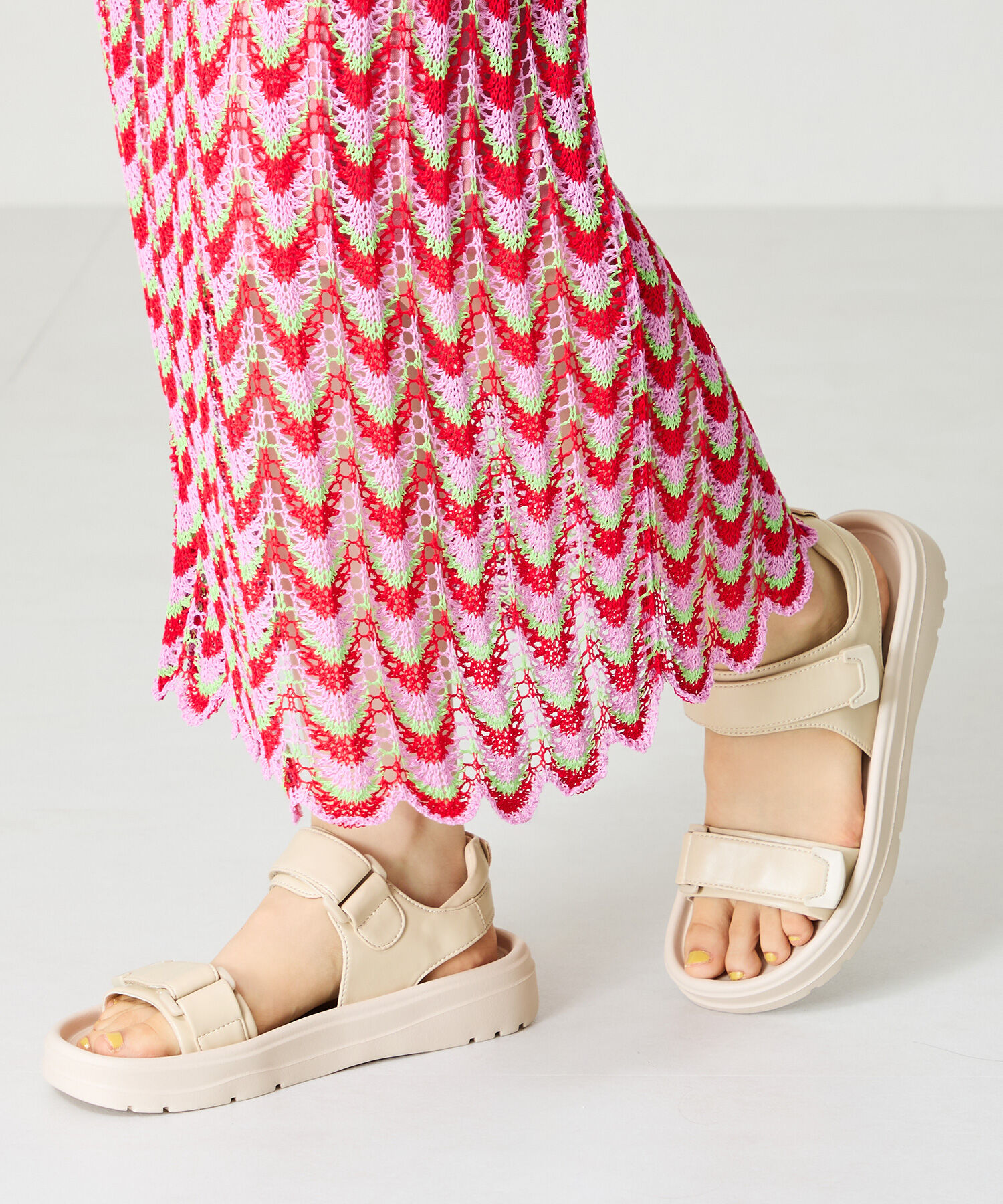 ORiental TRaffic「【Fit me サンダル】ダブル ベルト サンダル /51227 軽い 柔らかい フラット」|サンダル|