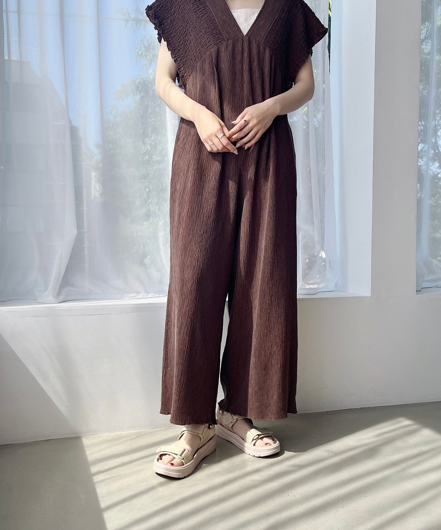 ORiental TRaffic「【Fit me サンダル】ダブル ベルト サンダル /51227 軽い 柔らかい フラット」|サンダル|