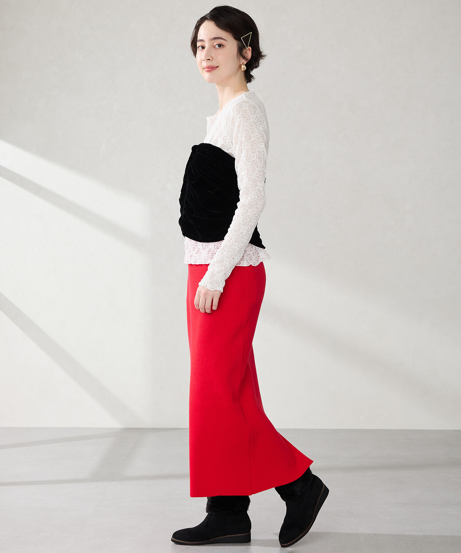 WA Oriental TRaffic「たっぷりファーウエッジソールブーツ/52411」|ショートブーツ|