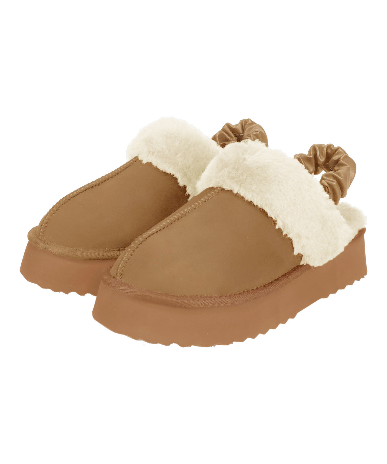 ORiental TRaffic「【 厚底 ・ 美脚 】ふわふわ フェイク ムートン シューズ /41382 防寒 」|パンプス|CAMEL