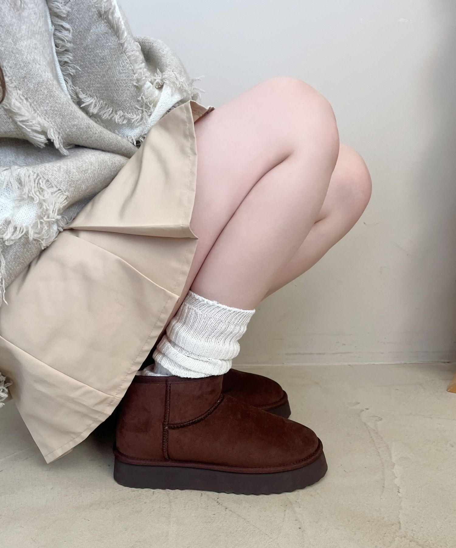 ORiental TRaffic「【 厚底 】ムートン ショートブーツ /51409 防寒 」|ショートブーツ|BROWN