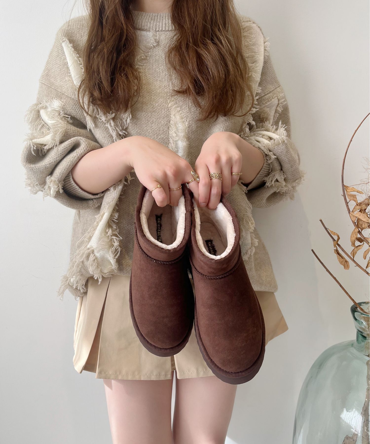 ORiental TRaffic「【 厚底 】ムートン ショートブーツ /51409 防寒 」|ショートブーツ|