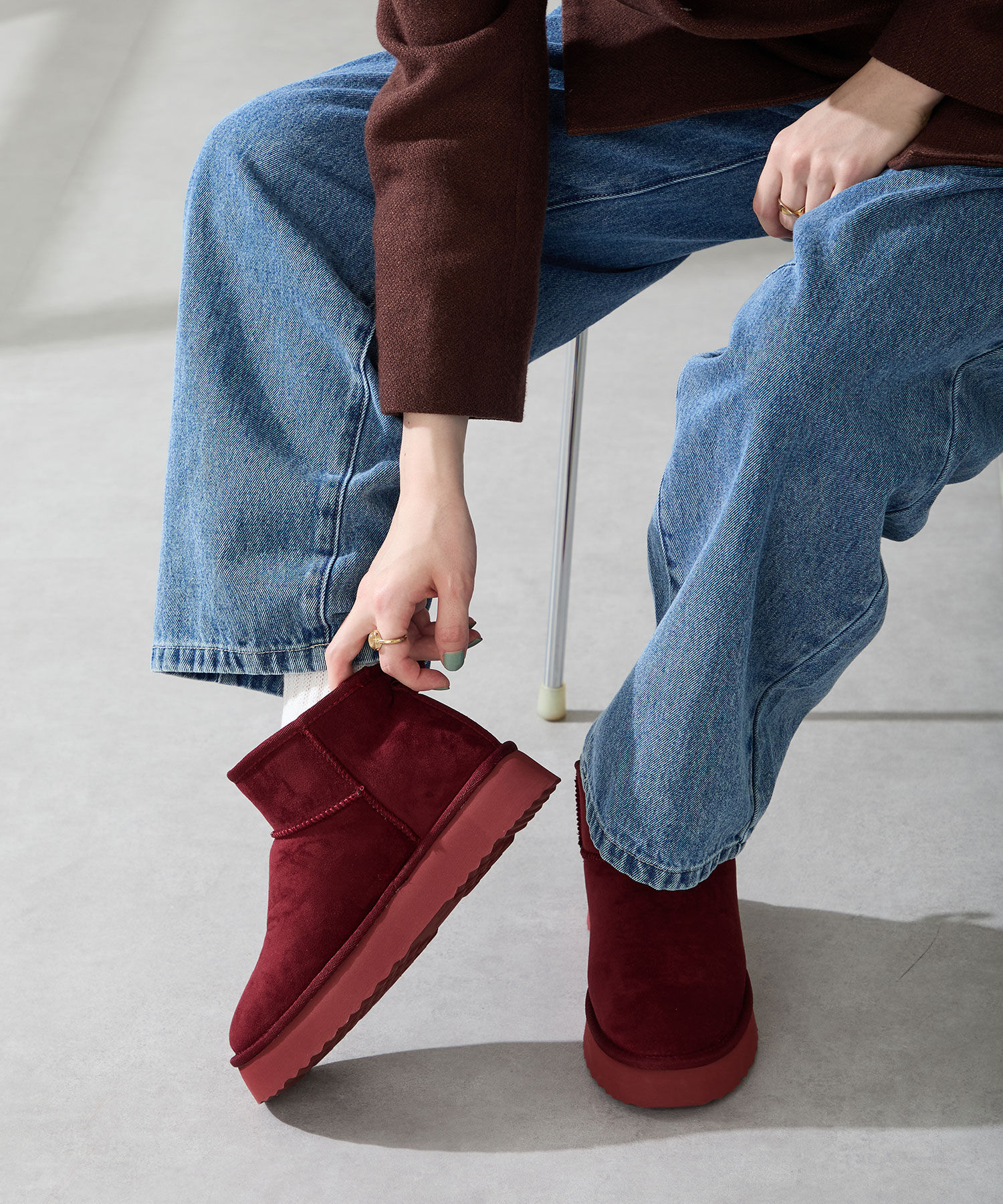 ORiental TRaffic「【 厚底 】ムートン ショートブーツ /51409 防寒 」|ショートブーツ|RED