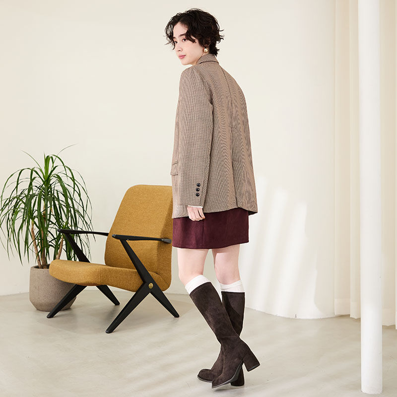 ORiental TRaffic「ピタッとフィット スエード ヒール ロングブーツ /55502 ストレッチ」|ロングブーツ|