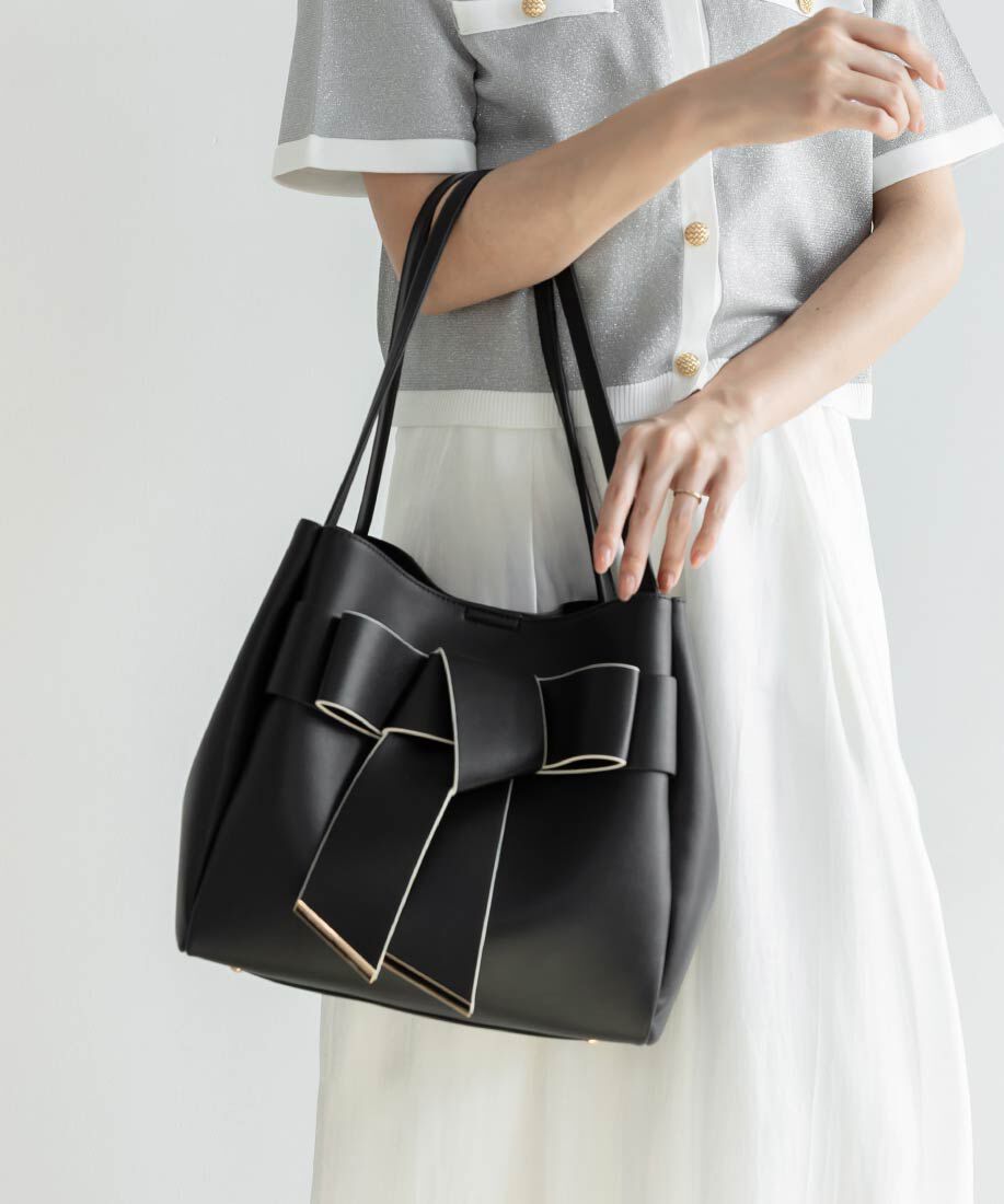  「【A4対応】リボントートバッグ」|トートバッグ|ブラック