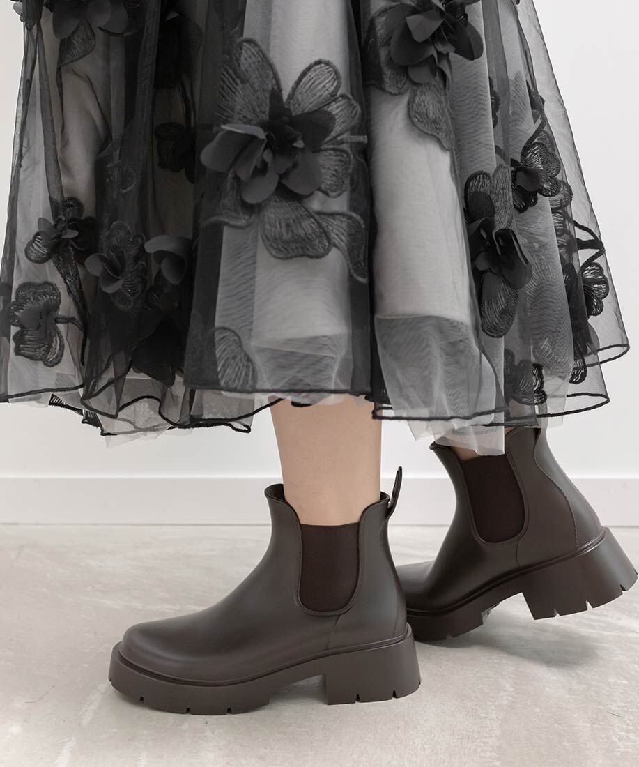  「ボリュームソールサイドゴアレインブーツ」|レインシューズ|