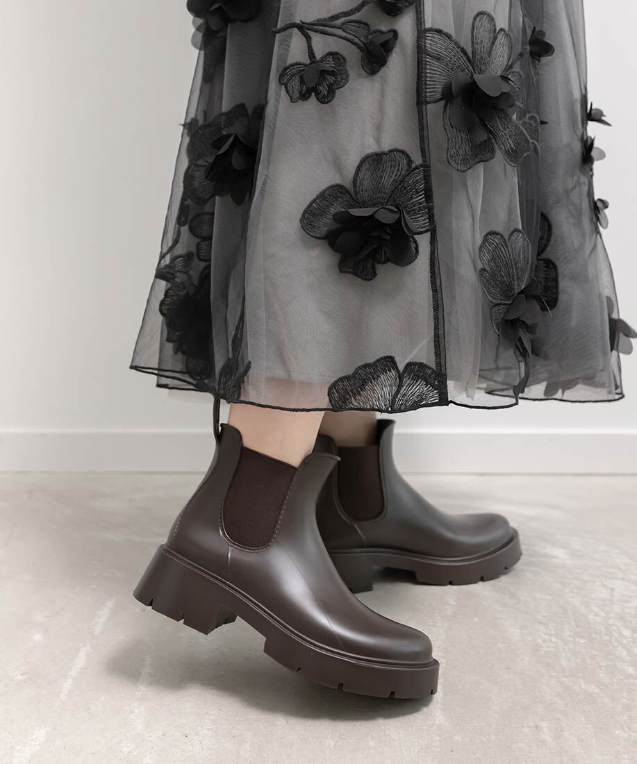  「ボリュームソールサイドゴアレインブーツ」|レインシューズ|