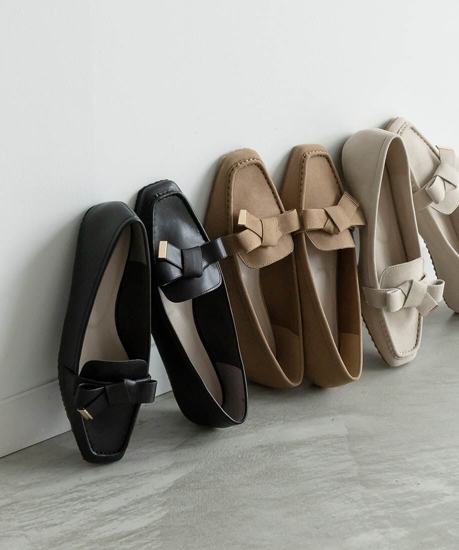  「スクエアトゥリボンモカシンシューズ」|ローファー|