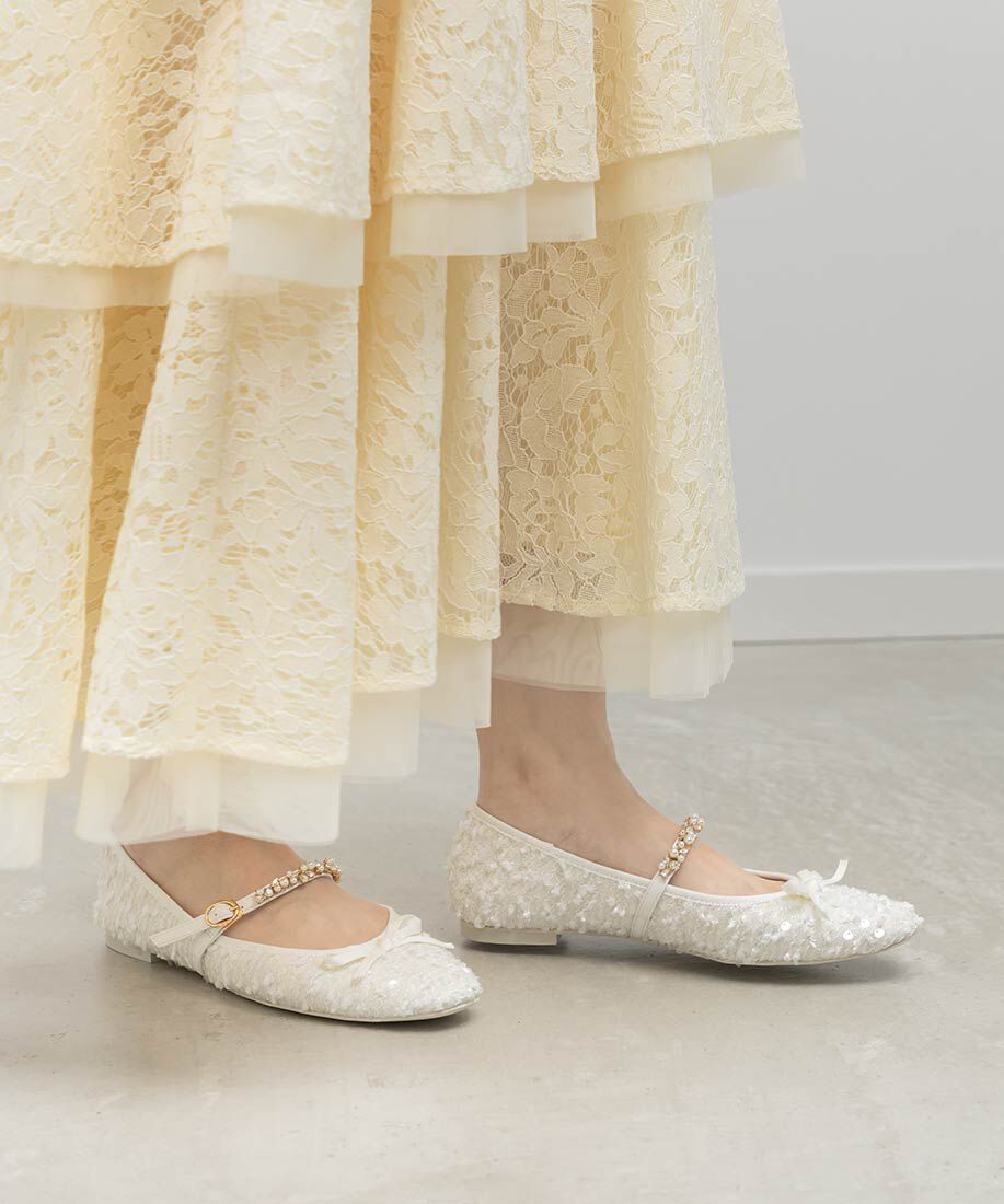  「ビジューストラップバレエシューズ」|パンプス|