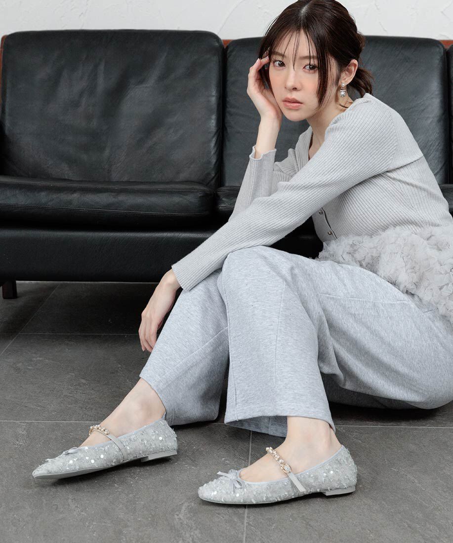  「ビジューストラップバレエシューズ」|パンプス|