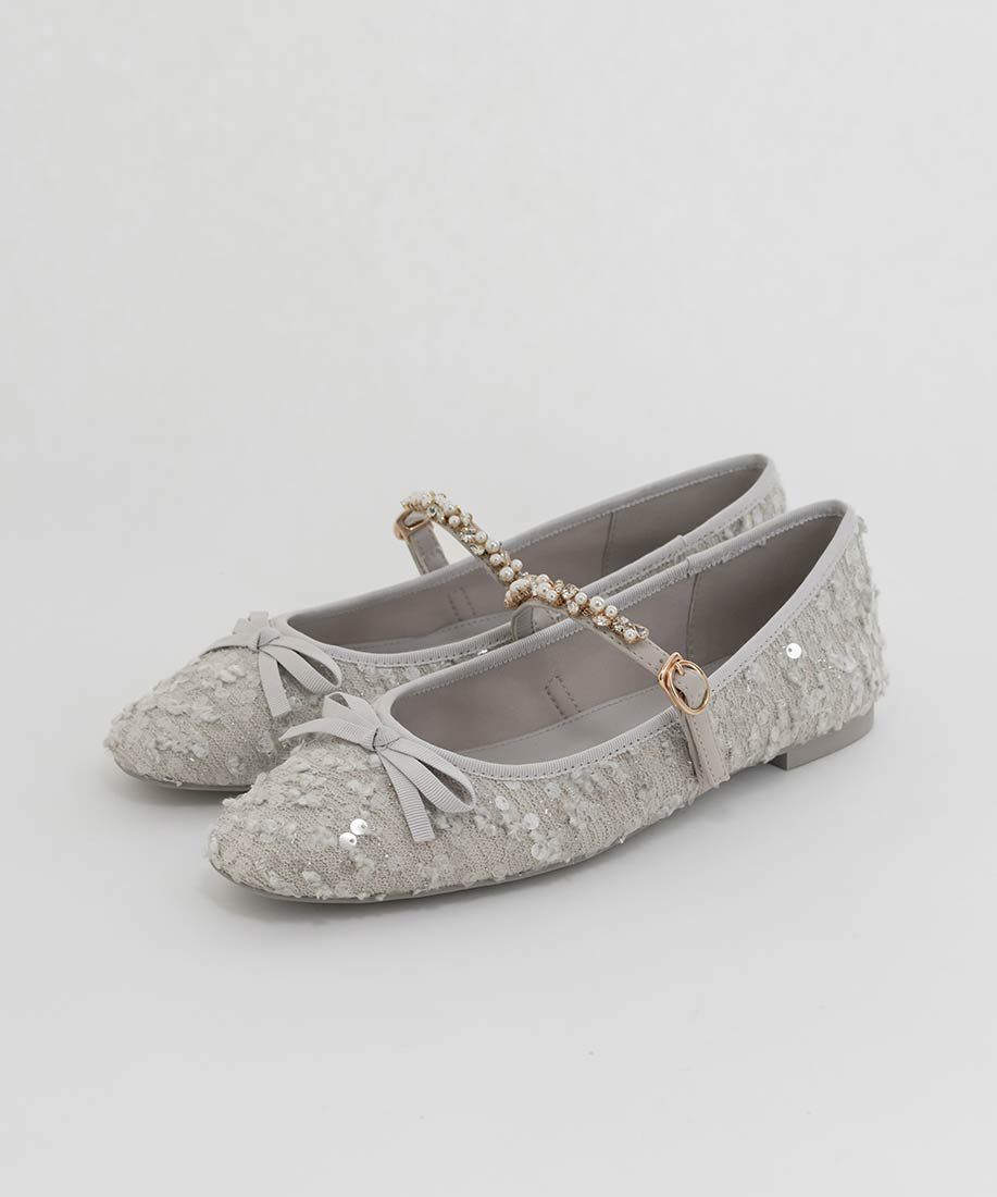  「ビジューストラップバレエシューズ」|パンプス|