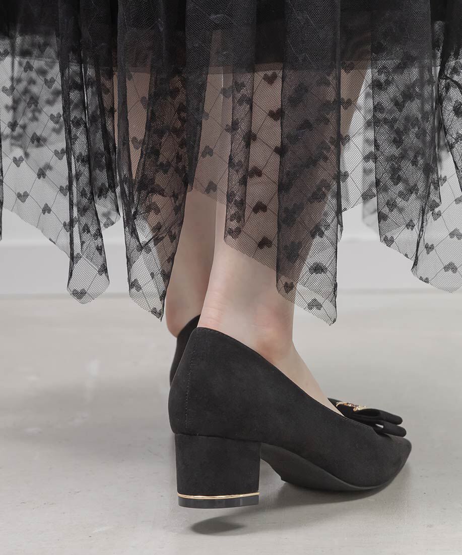  「2WAY ビジューモノグラムリボンパンプス」|パンプス|