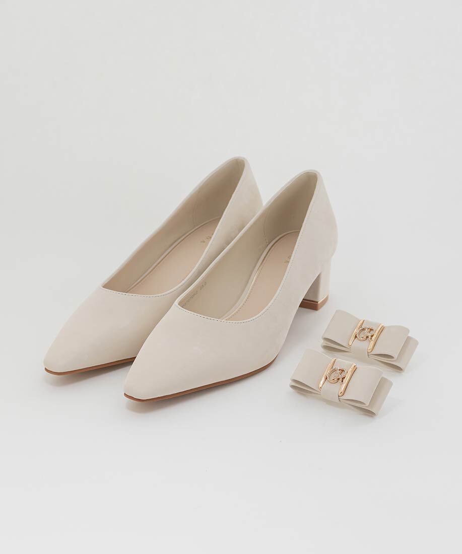  「2WAY ビジューモノグラムリボンパンプス」|パンプス|