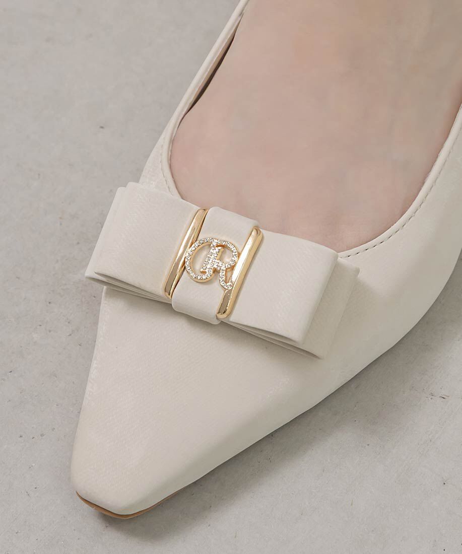  「2WAY ビジューモノグラムリボンパンプス」|パンプス|