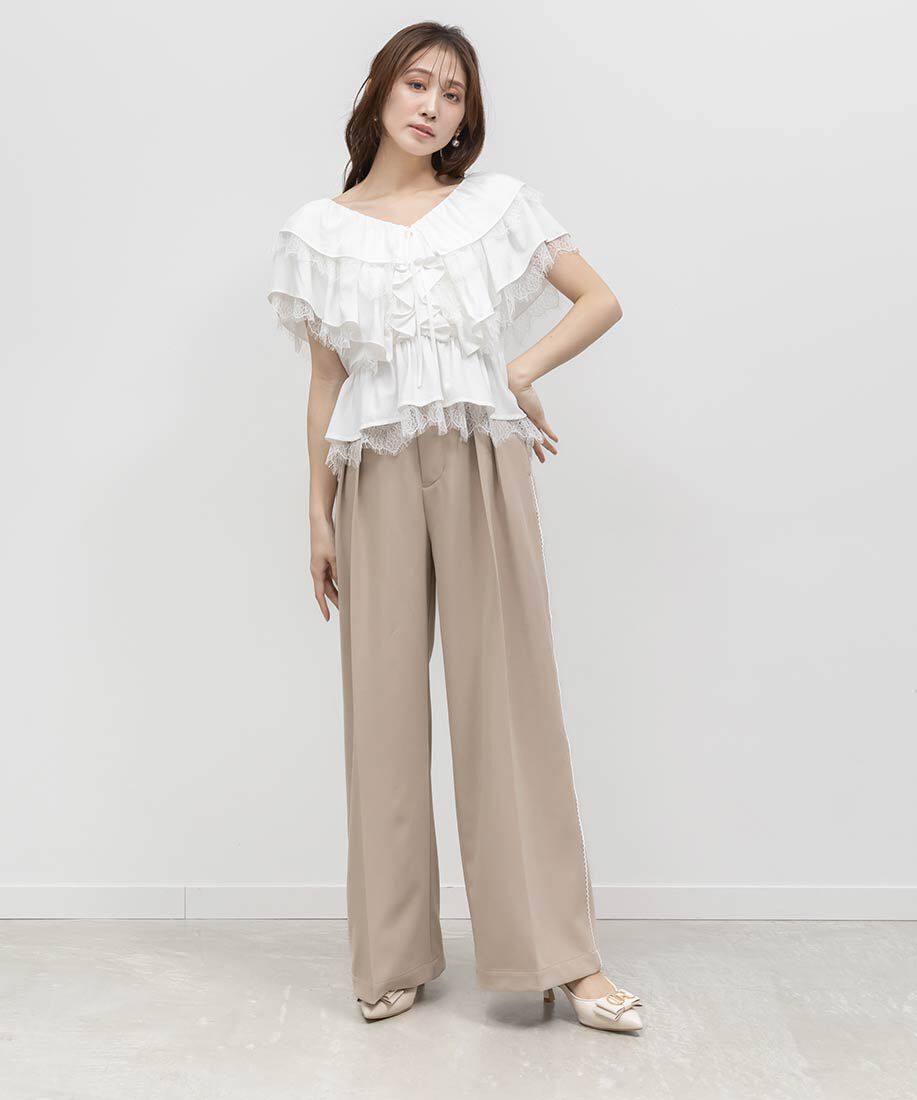  「【走れる美脚パンプス】ビジューモノグラムリボンフィットパンプス」|パンプス|