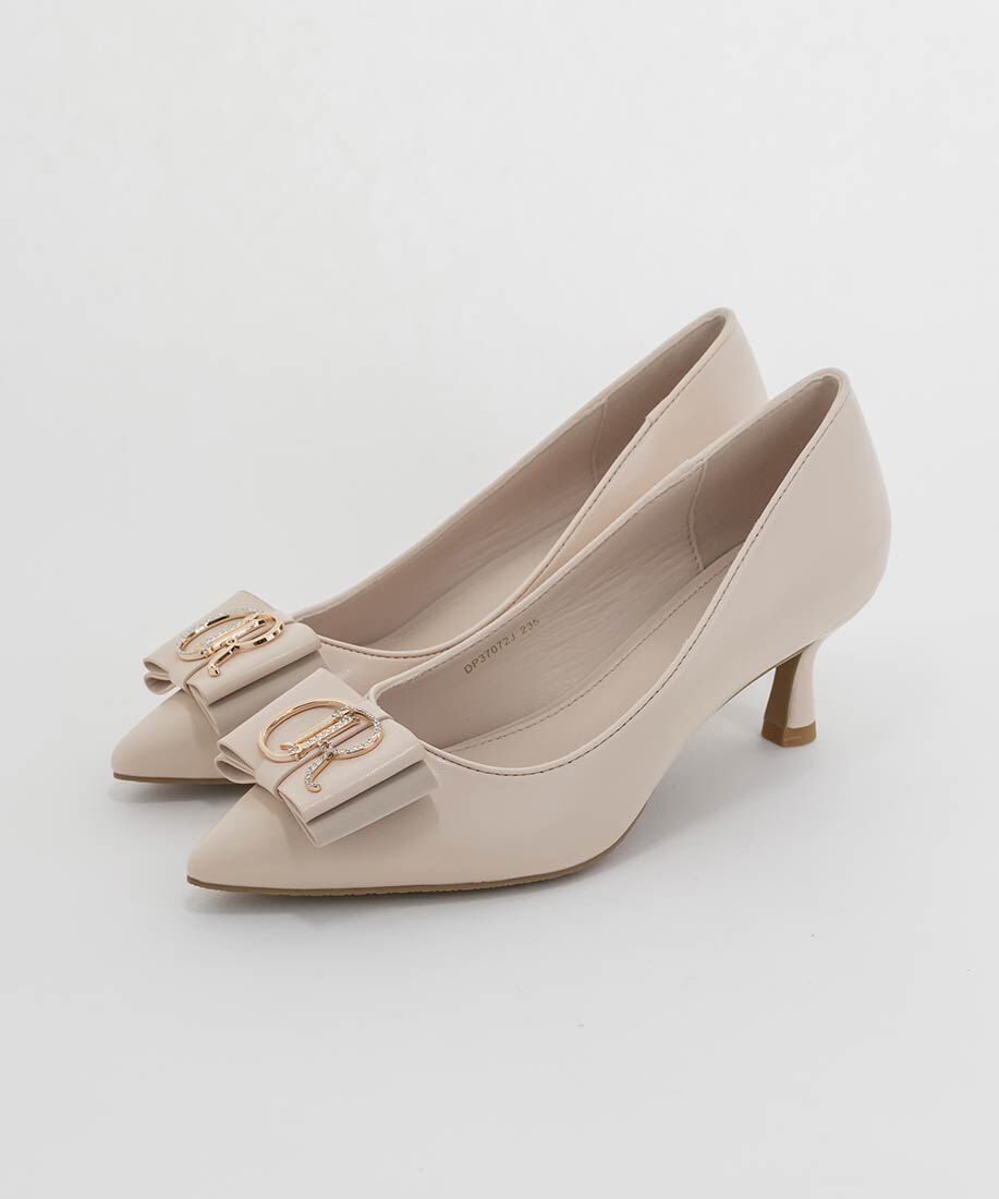  「【走れる美脚パンプス】ビジューモノグラムリボンフィットパンプス」|パンプス|