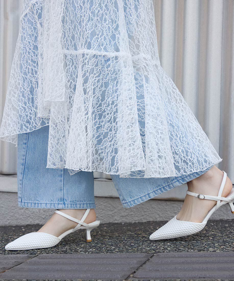  「ブレードデザインアンクルストラップパンプス」|パンプス|