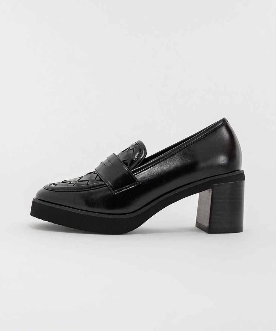  「ウーブンデザインヒールローファー」|ローファー|