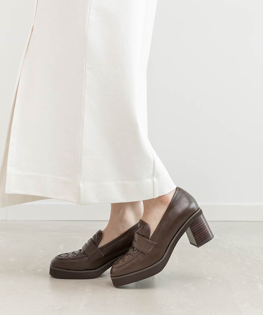  「ウーブンデザインヒールローファー」|ローファー|