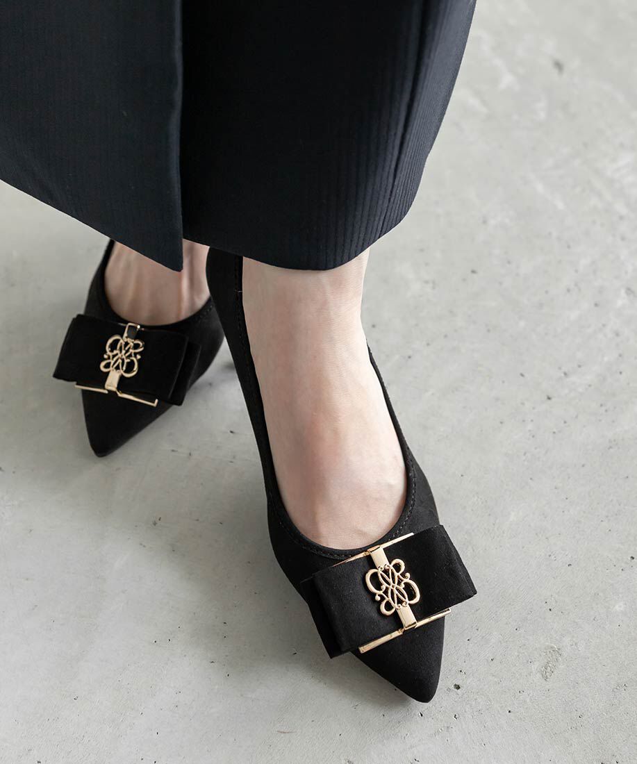  「【走れる美脚パンプス】モノグラムパーツリボンフィットパンプス」|パンプス|