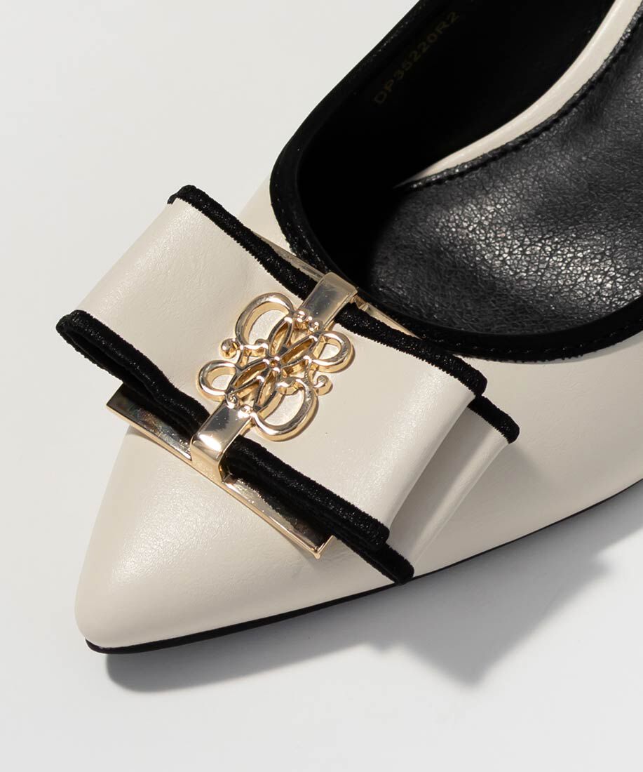  「【走れる美脚パンプス】モノグラムパーツリボンフィットパンプス」|パンプス|