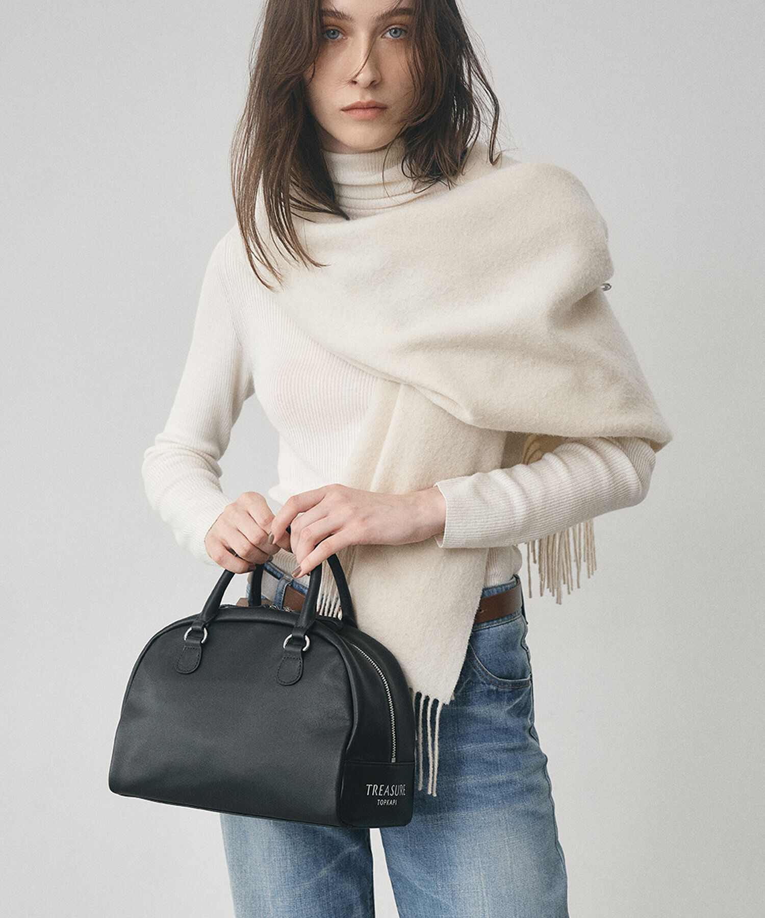 TOPKAPI TREASURE「【TREASURE TOPKAPI】スムースレザー ロゴ ボストン バッグ」|ボストンバッグ|