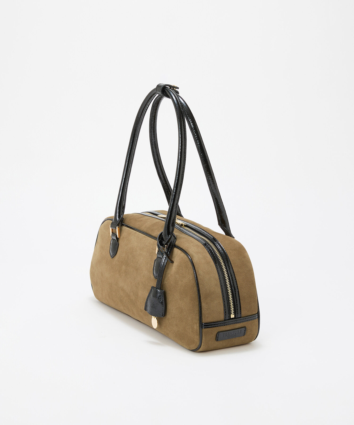 TOPKAPI TREASURE「【TREASURE TOPKAPI】スエード エナメルコンビ ワイド ボストンバッグ チャーム付き」|ボストンバッグ|