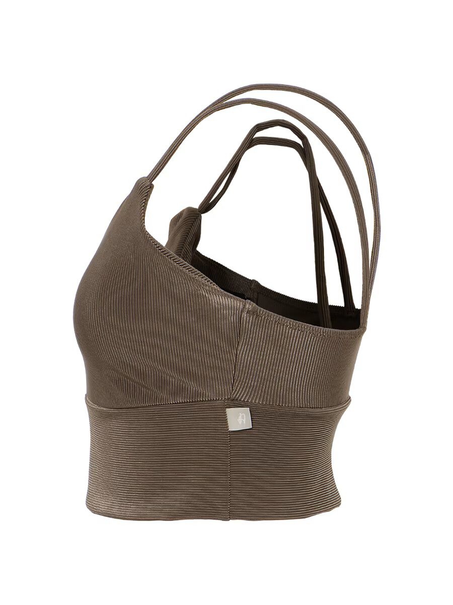 ALBOVE「リブ素材ストラッピーショルダーブラトップス」|スポーツ|