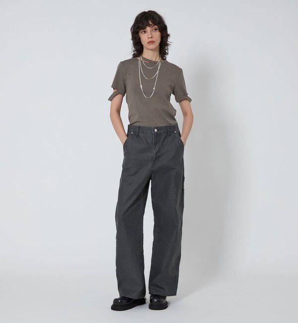 ASTRAET「＜ASTRAET＞フライス エリソデスリット クルーネックTシャツ」|Tシャツ・カットソー|