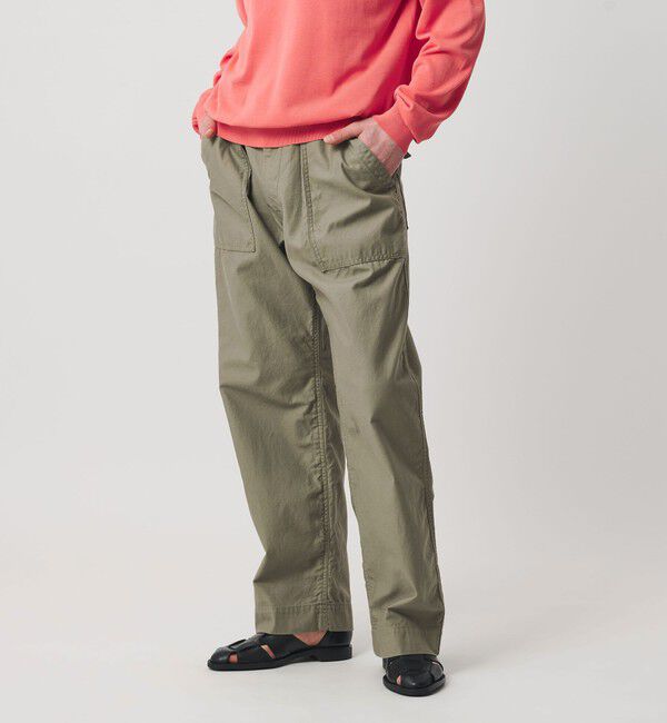 UNITED ARROWS「オーガニックコットン バックサテン ファティーグパンツ」|チノ|OLIVE