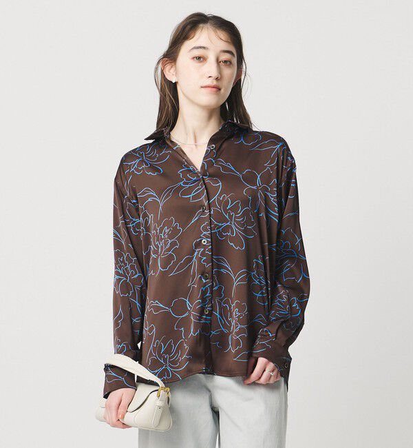 UNITED ARROWS「アブストラクトフラワー シャツ ‐ウォッシャブル‐」|シャツ・ブラウス|DK.BROWN