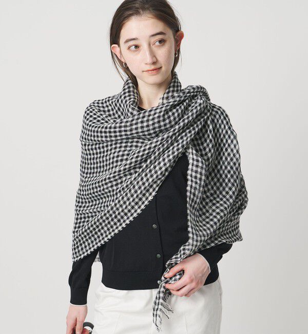 UNITED ARROWS「【一部別注】＜MARIANI＞LIN ギンガムチェック ストール」|ストール|BLACK