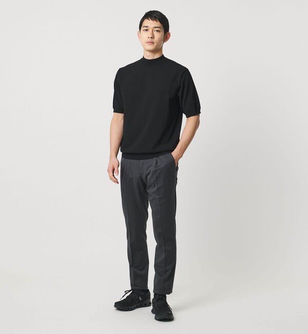 UNITED ARROWS「ショートスリーブ モックネック ニットTシャツ UA COZY ウォッシャブル 抗菌防臭」|Tシャツ・カットソー|
