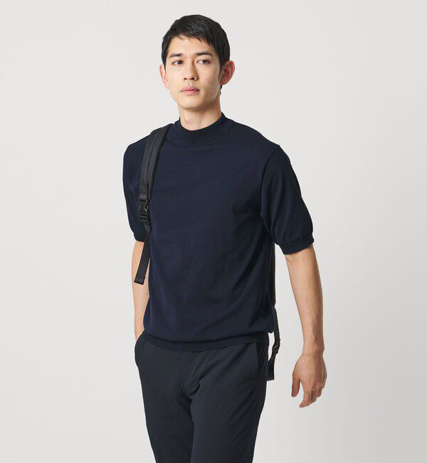 UNITED ARROWS「ショートスリーブ モックネック ニットTシャツ UA COZY ウォッシャブル 抗菌防臭」|Tシャツ・カットソー|