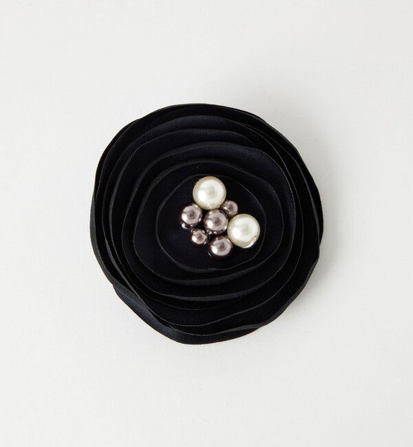 UNITED ARROWS green label relaxing「フラットフラワー コサージュ」|ブローチ・コサージュ|BLACK