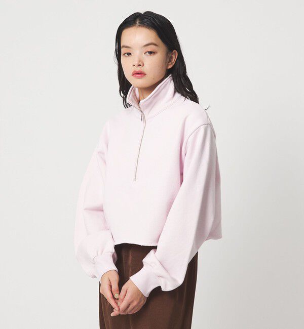 EMMEL REFINES「＜EMMEL REFINES＞EM ウラケ ハーフジップ プルオーバー」|スウェット・ジャージ|PINK
