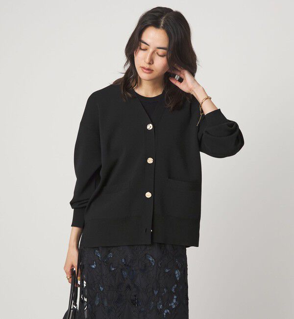 UNITED ARROWS green label relaxing「パフニット カーディガン ウォッシャブル」|カーディガン|BLACK